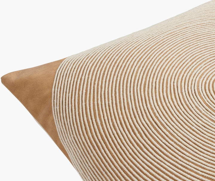 22" Tan/White Pattern Eternity Pillow - Charmed House Interiors (Kansas City, MO)