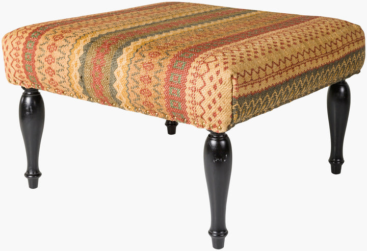 Nicholson Orange & Yellow Pattern Ottoman - Charmed House Interiors (Kansas City, MO)