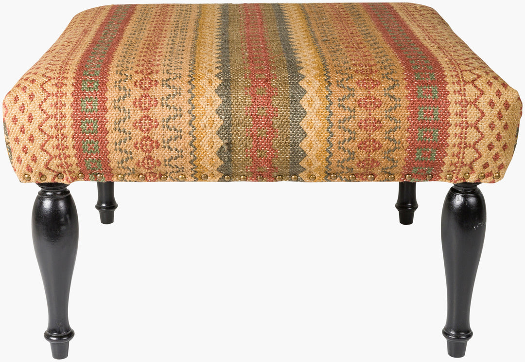 Nicholson Orange & Yellow Pattern Ottoman - Charmed House Interiors (Kansas City, MO)