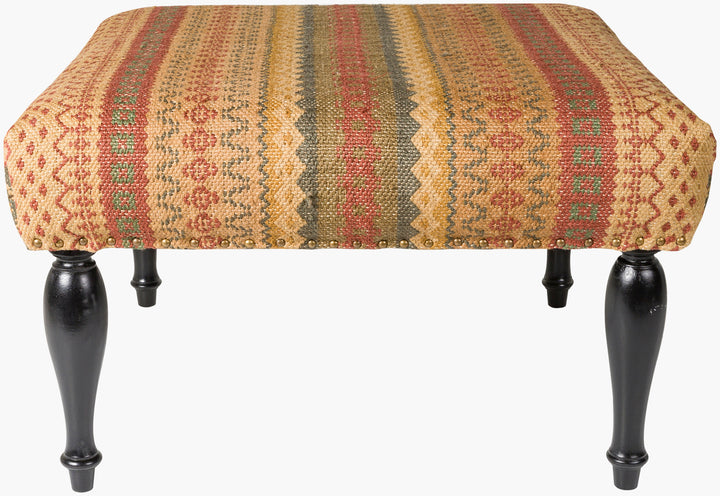 Nicholson Orange & Yellow Pattern Ottoman - Charmed House Interiors (Kansas City, MO)
