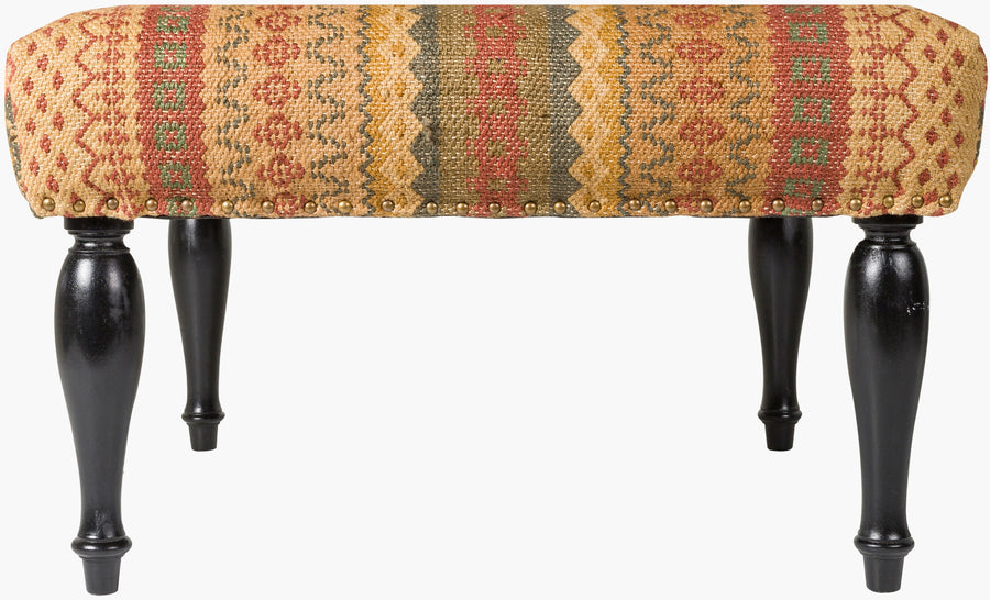 Nicholson Orange & Yellow Pattern Ottoman - Charmed House Interiors (Kansas City, MO)