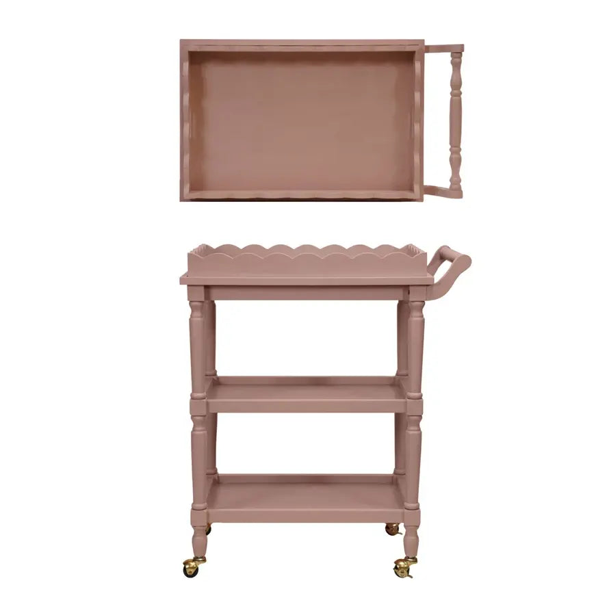 Pink Bar Cart w/ Removable Tray - Charmed House Interiors (Kansas City, MO)