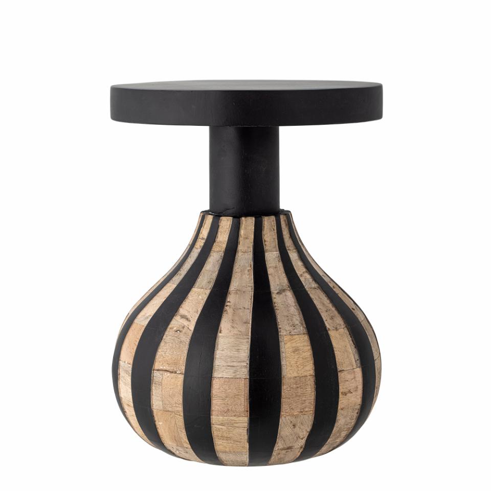 Mango Wood Table w/ Carved Striped Base