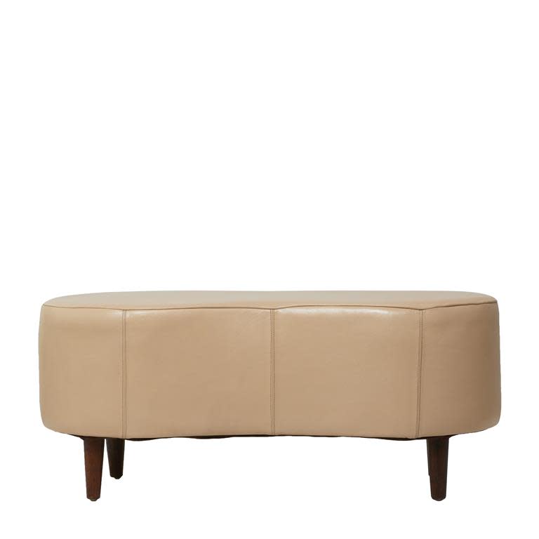 Cream Leather Bench - Charmed House Interiors (Kansas City, MO)