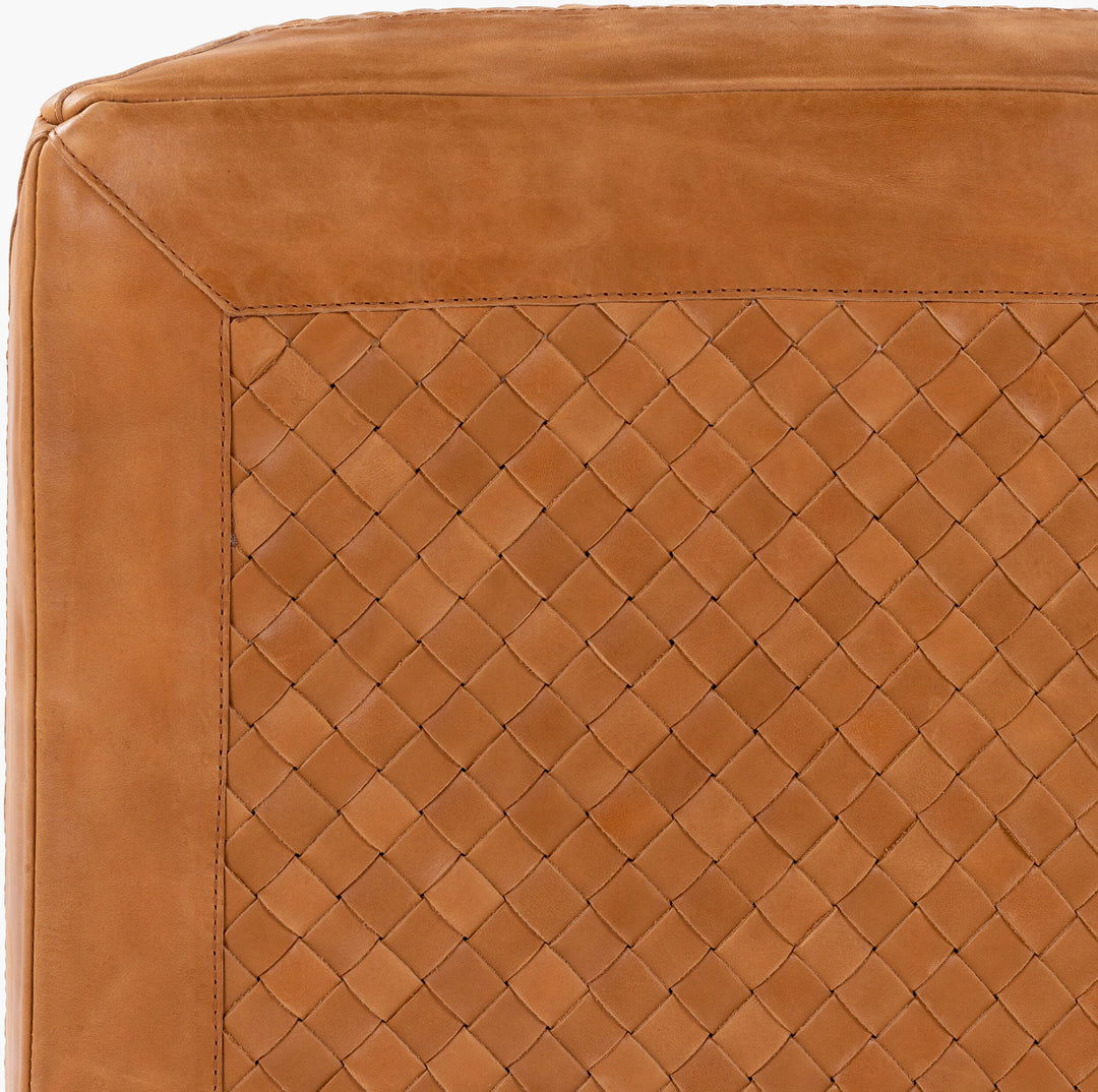 Leather Woven Ottoman