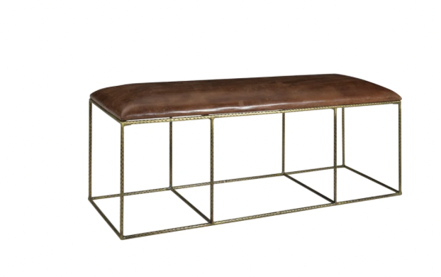 Bengal Manor Dimpled Iron & Leather Bench - Charmed House Interiors (Kansas City, MO)
