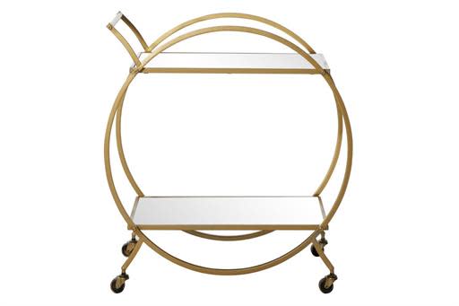 Circle Gold & Mirror Bar Cart - Charmed House Interiors (Kansas City, MO)