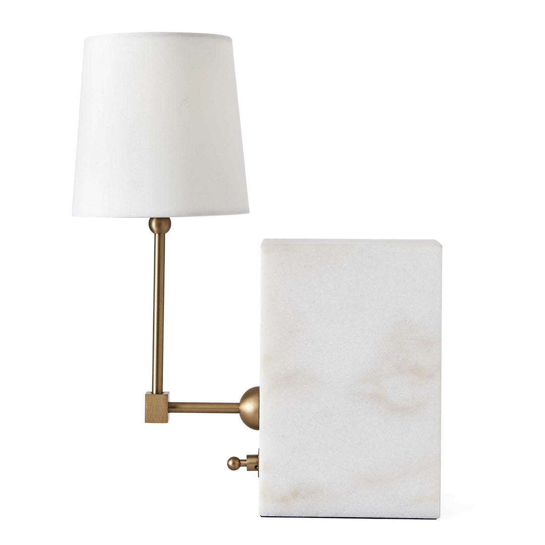 Bookshelf Mini Lamp - White Marble/Brass - Charmed House Interiors (Kansas City, MO)