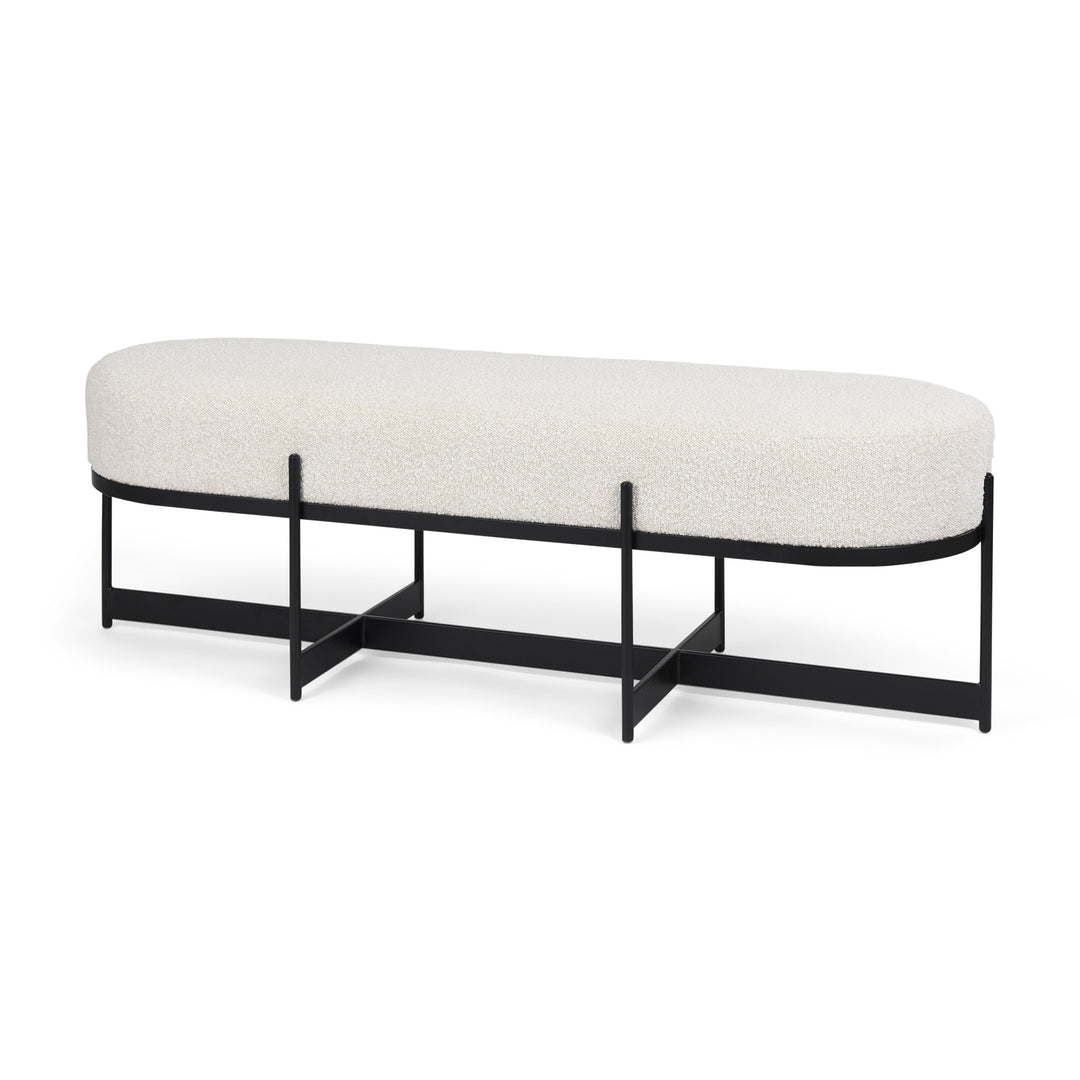 Amelia Cream Boucle Upholstered Bench - Charmed House Interiors (Kansas City, MO)