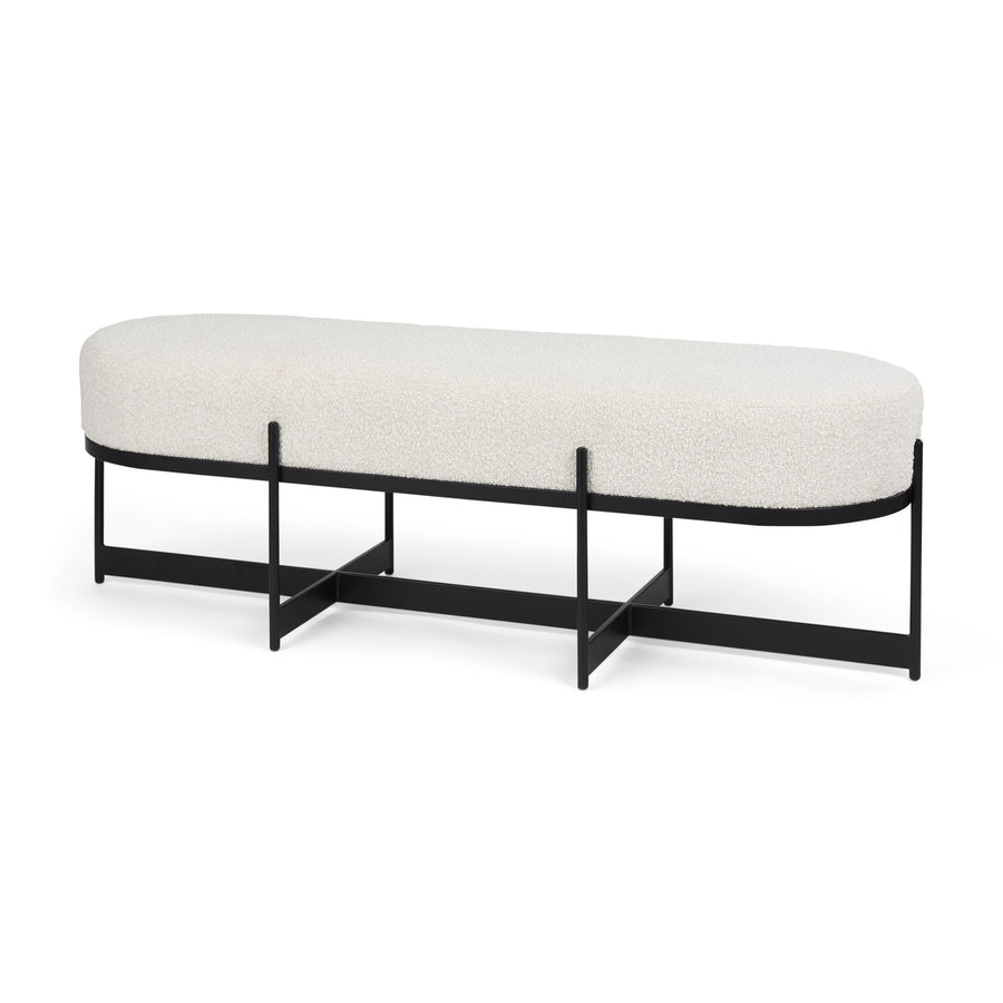 Amelia Cream Boucle Upholstered Bench - Charmed House Interiors (Kansas City, MO)