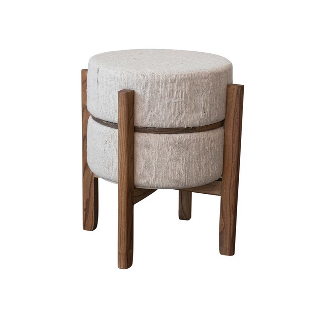 Cotton Upholstered Stool - Charmed House Interiors (Kansas City, MO)