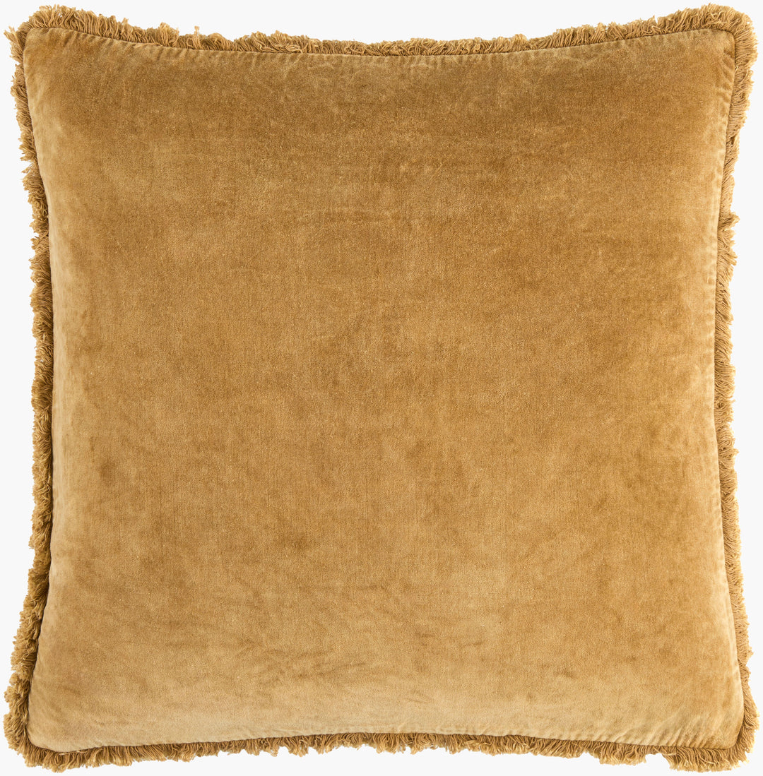 22" Down Gold Velvet Fringe Pillow - Charmed House Interiors (Kansas City, MO)