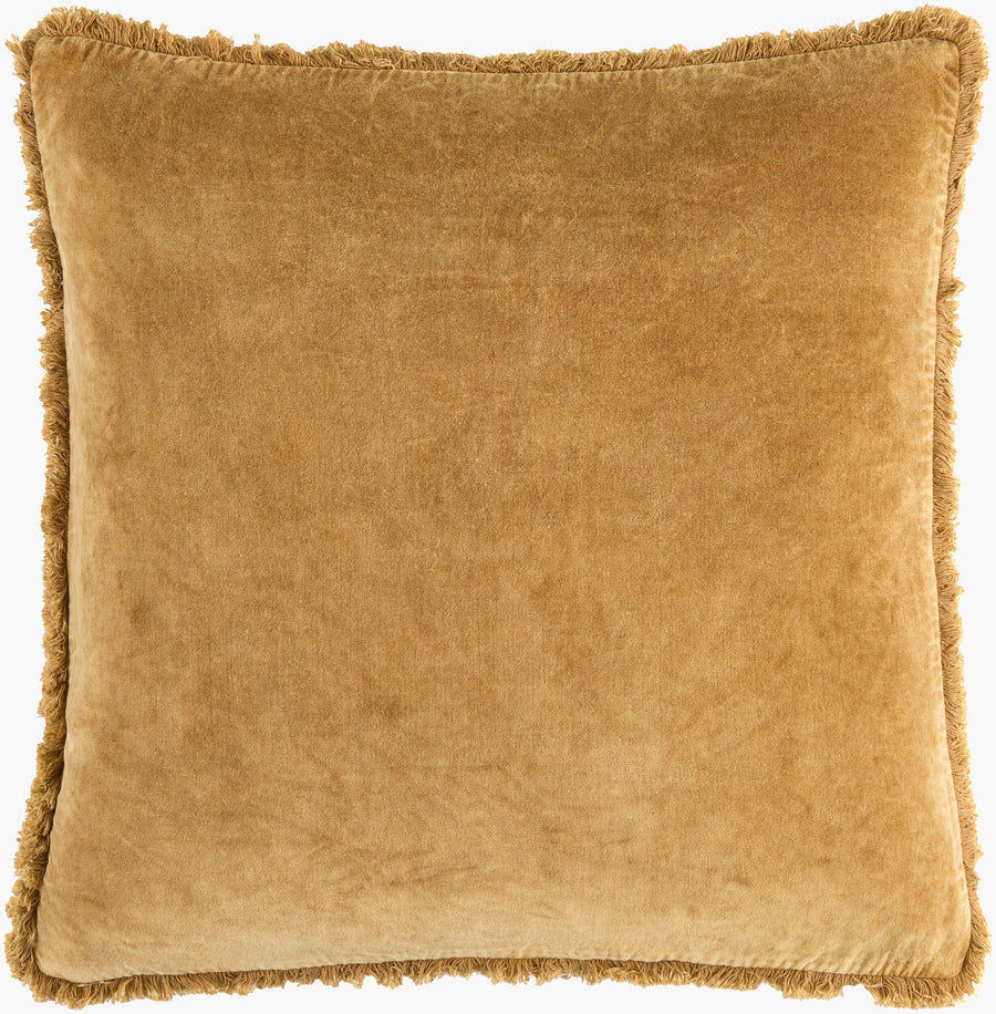 22" Down Gold Velvet Fringe Pillow - Charmed House Interiors (Kansas City, MO)
