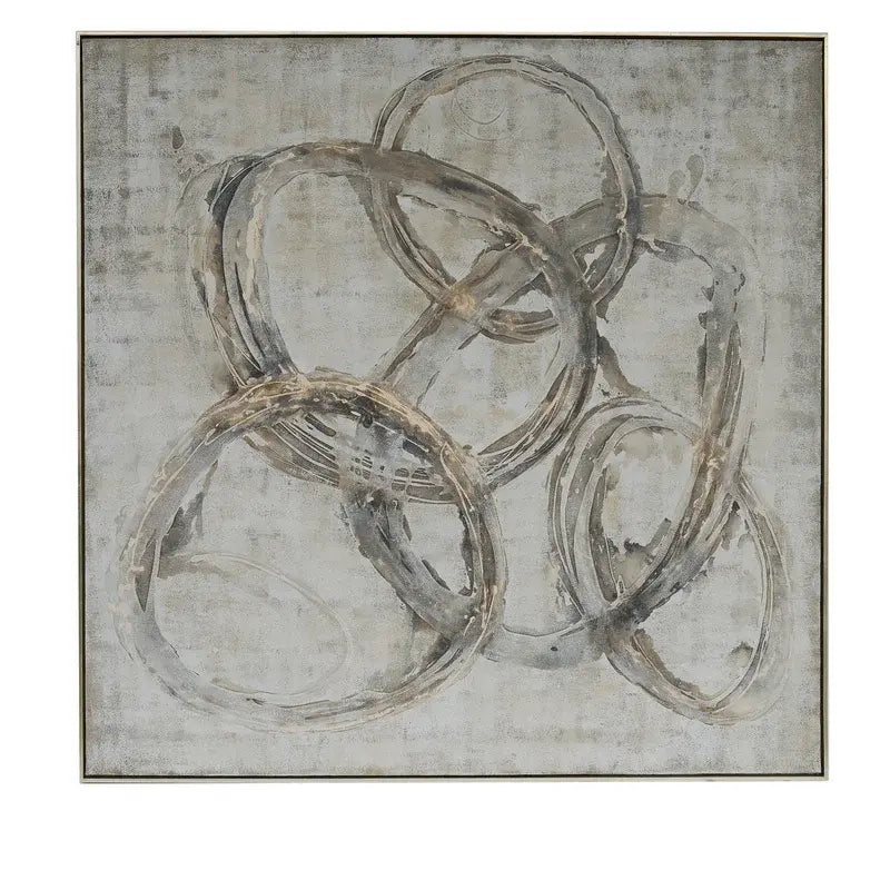 Rings Abstract Print in Gold & Grey - Charmed House Interiors (Kansas City, MO)