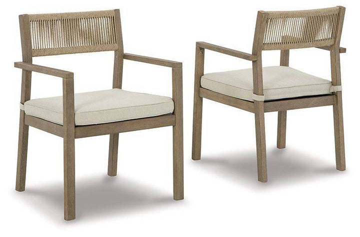 Eucalyptus Wood Rope Arm Chair with Cushion - Charmed House Interiors (Kansas City, MO)