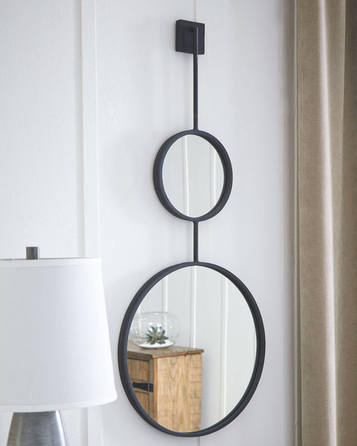 Black Frame Double Circle Accent Mirror - Charmed House Interiors (Kansas City, MO)