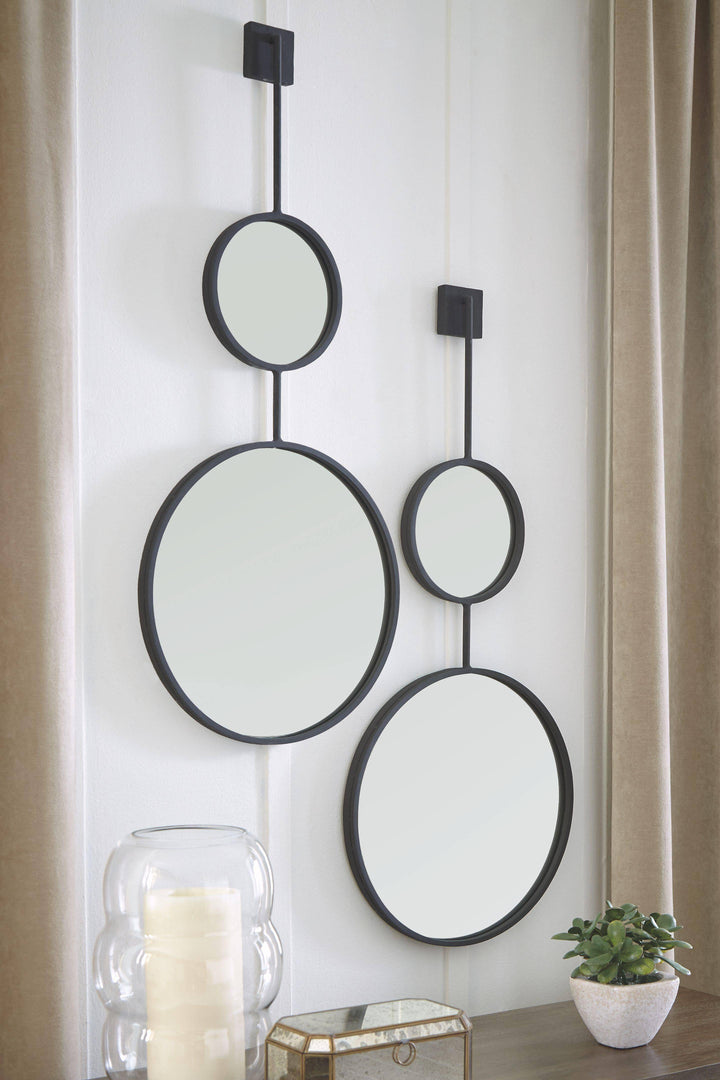 Black Frame Double Circle Accent Mirror - Charmed House Interiors (Kansas City, MO)