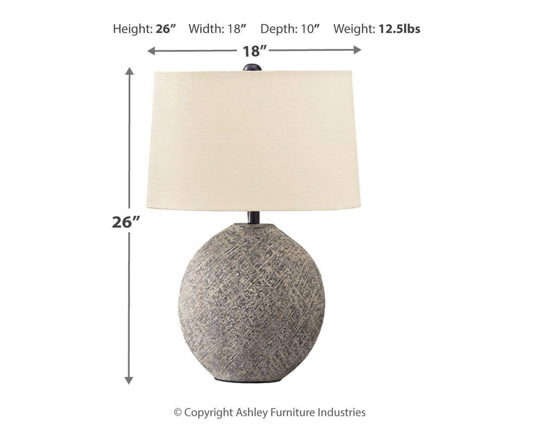 Blue/Gray Round Table Lamp - Charmed House Interiors (Kansas City, MO)
