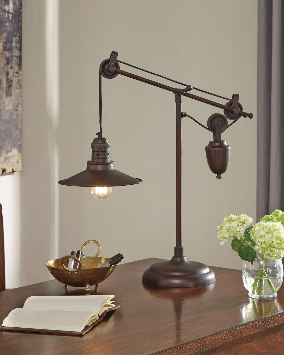 Pulley Black Iron Desk Lamp - Charmed House Interiors (Kansas City, MO)