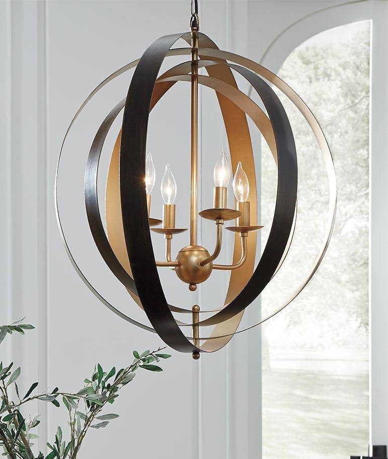 Black & Gold Orb Chandelier - Charmed House Interiors (Kansas City, MO)