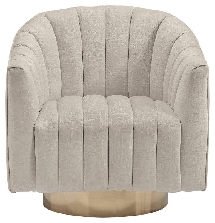 Pearl Velvet Ribbed Swivel Accent Chair - Charmed House Interiors (Kansas City, MO)