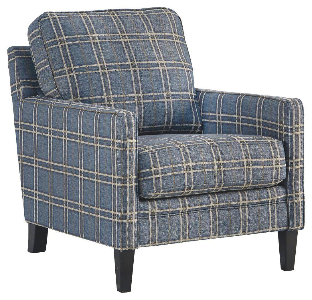 Steele Blue Tan Plaid Accent Chair